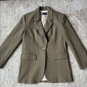 Zara Olive Blazer with Single Button